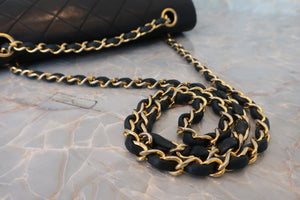CHANEL Matelasse double flap double chain shoulder bag Lambskin Black/Gold hadware Shoulder bag 600060021