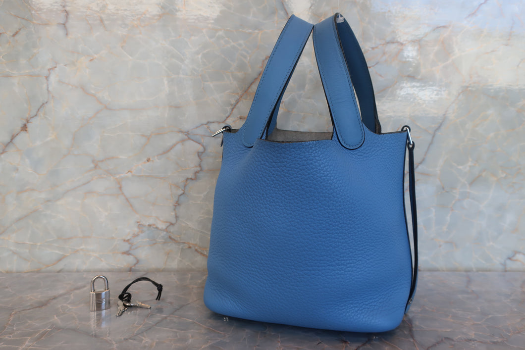 HERMES／エルメス ピコタンロックタッチＰＭ トリヨンクレマンス/ヴォースイフト ブルーパラダイス T刻印 ハンドバッグ 700100239