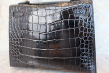 将图片加载到图库查看器，HERMES KELLY 25 Crocodile Alligator Black □B刻印 Shoulder bag 600040130
