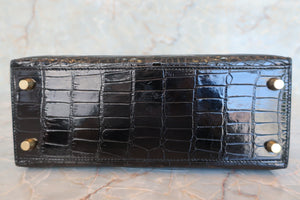 HERMES KELLY 25 Crocodile Alligator Black □B刻印 Shoulder bag 600040130