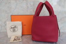 将图片加载到图库查看器，HERMES PICOTIN LOCK PM Clemence leather Ruby □R刻印 Hand bag 600080207
