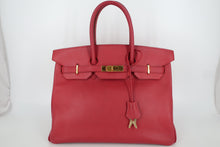 Load image into Gallery viewer, HERMES BIRKIN 35 Graine Couchevel leather Rouge vif □C Engraving Hand bag 800100073
