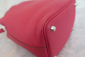 HERMES PICOTIN LOCK PM Clemence leather Ruby □R Engraving Hand bag 600080207