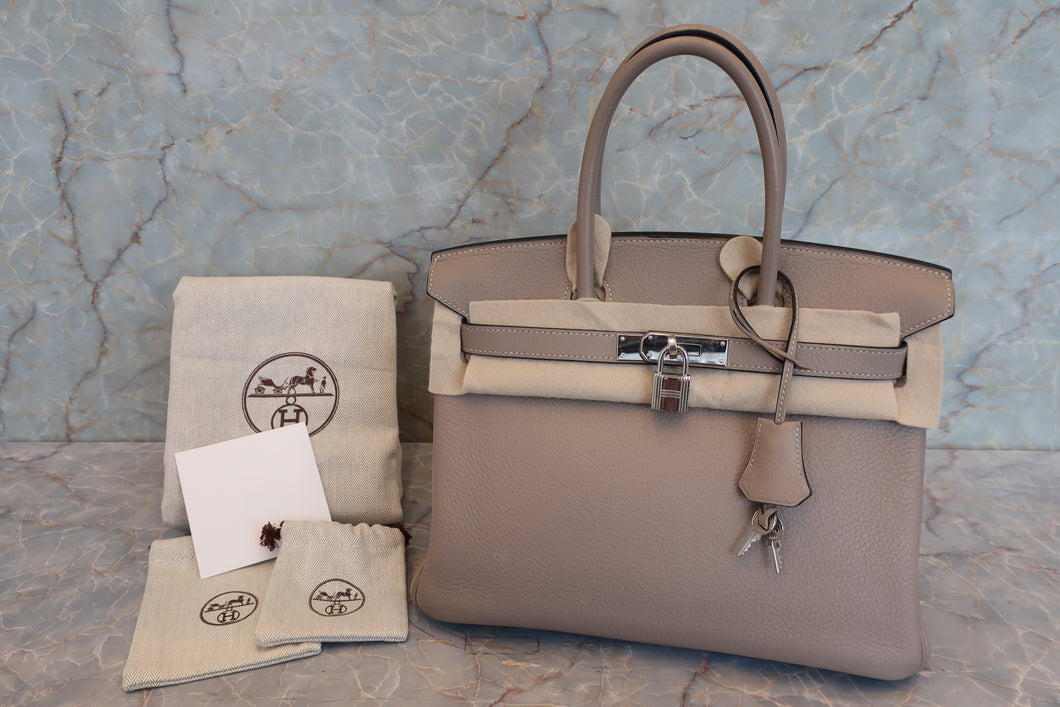 HERMES／エルメス バーキン30 トリヨンクレマンス トゥルティエールグレー □K刻印 ハンドバッグ 700040036