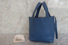 将图片加载到图库查看器，HERMES PICOTIN LOCK PM Clemence leather Blue Agate X刻印 Hand bag 600080191
