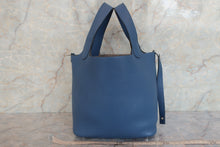 将图片加载到图库查看器，HERMES PICOTIN LOCK PM Clemence leather Blue Agate X刻印 Hand bag 600080191
