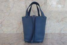 将图片加载到图库查看器，HERMES PICOTIN LOCK PM Clemence leather Blue Agate X刻印 Hand bag 600080191
