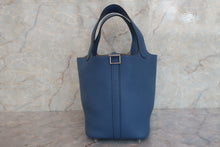 将图片加载到图库查看器，HERMES PICOTIN LOCK PM Clemence leather Blue Agate X刻印 Hand bag 600080191
