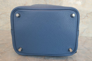 HERMES PICOTIN LOCK PM Clemence leather Blue Agate X刻印 Hand bag 600080191