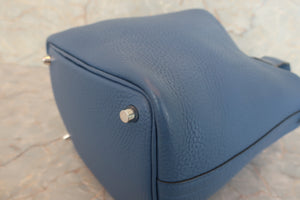 HERMES PICOTIN LOCK PM Clemence leather Blue Agate X刻印 Hand bag 600080191