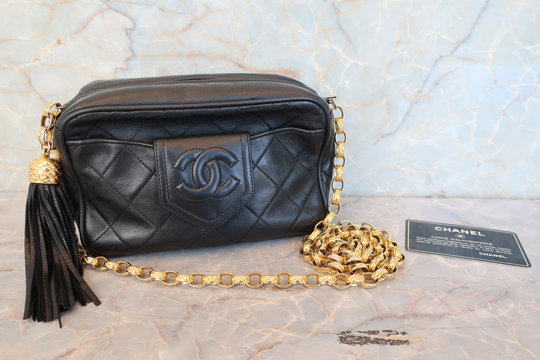CHANEL/シャネル マトラッセフリンジチェーンショルダーバッグ ラムスキン ブラック/ゴールド金具 ショルダーバッグ 700090186