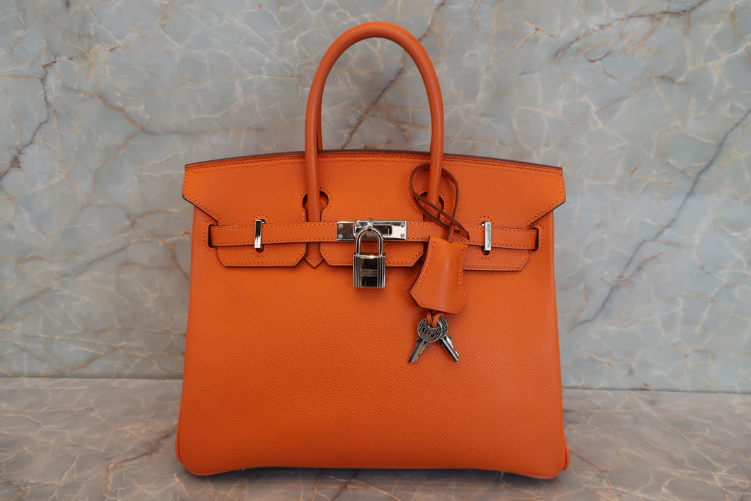 HERMES／エルメス バーキン25 ヴォーエプソン オレンジ □K刻印 ハンドバッグ 700080147
