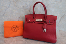 将图片加载到图库查看器，HERMES BIRKIN 30 Fjord leather Rouge garance □I刻印 Hand bag 600090281
