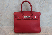 将图片加载到图库查看器，HERMES BIRKIN 30 Fjord leather Rouge garance □I刻印 Hand bag 600090281
