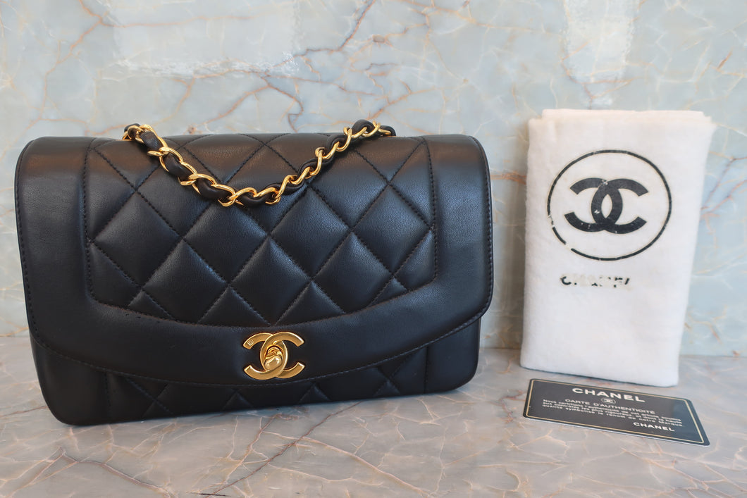 CHANEL/シャネル ダイアナマトラッセチェーンショルダーバッグ ラムスキン ブラック/ゴールド金具 ショルダーバッグ 700060065