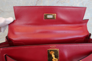 HERMES KELLY 28 Box carf leather Rouge vif Shoulder bag 500040113
