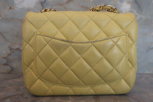 CHANEL/シャネル ミニマトラッセシングルフラップチェーンショルダーバッグ ラムスキン イエロー/ゴールド金具 ショルダーバッグ 700070095