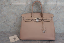 Load image into Gallery viewer, HERMES BIRKIN 35 Clemence leather Argile Hand bag 600070134
