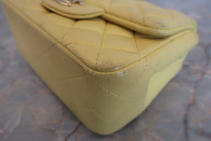 CHANEL/シャネル ミニマトラッセシングルフラップチェーンショルダーバッグ ラムスキン イエロー/ゴールド金具 ショルダーバッグ 700070095