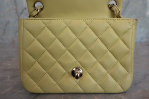 CHANEL/シャネル ミニマトラッセシングルフラップチェーンショルダーバッグ ラムスキン イエロー/ゴールド金具 ショルダーバッグ 700070095