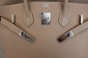 HERMES BIRKIN 35 Clemence leather Argile Hand bag 600070134