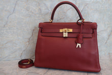 将图片加载到图库查看器，HERMES KELLY 32 Clemence leather Rouge H □F刻印 Shoulder bag 600090228
