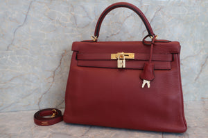 HERMES KELLY 32 Clemence leather Rouge H □F刻印 Shoulder bag 600090228