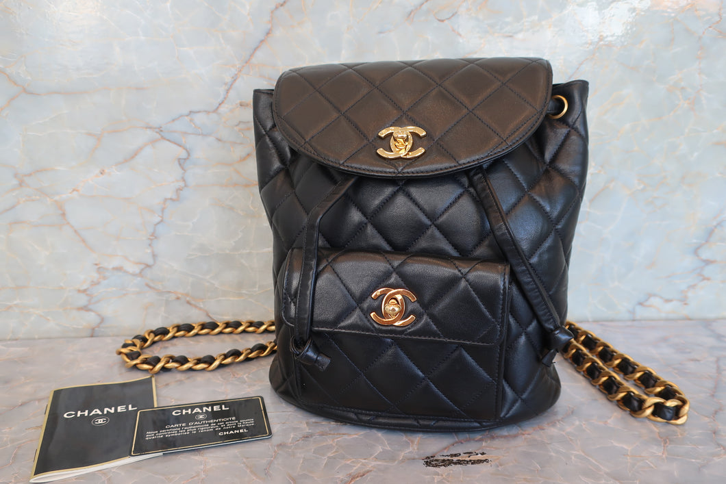 CHANEL/シャネル マトラッセチェーンリュック ラムスキン ブラック/ゴールド金具 リュック 700090168