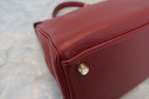 HERMES KELLY 32 Clemence leather Rouge H □F刻印 Shoulder bag 600090228