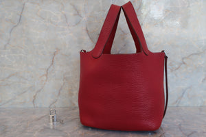 HERMES PICOTIN LOCK PM Clemence leather Rouge garance □O刻印 Hand bag 600050020