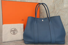 将图片加载到图库查看器，HERMES GARDEN PARTY PM Negonda leather Blue brighton X刻印 Tote bag 600070077
