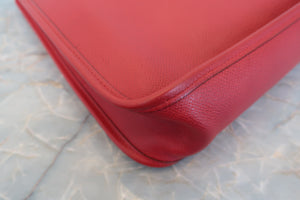 HERMES VESPA PM Graine Couchevel leather Rouge vif □A Engraving Shoulder bag 700080107