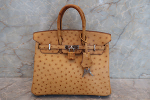 HERMES／エルメス バーキン25 オーストリッチ ナチュラル □N刻印 ハンドバッグ 700040126