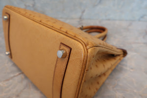 HERMES／エルメス バーキン25 オーストリッチ ナチュラル □N刻印 ハンドバッグ 700040126