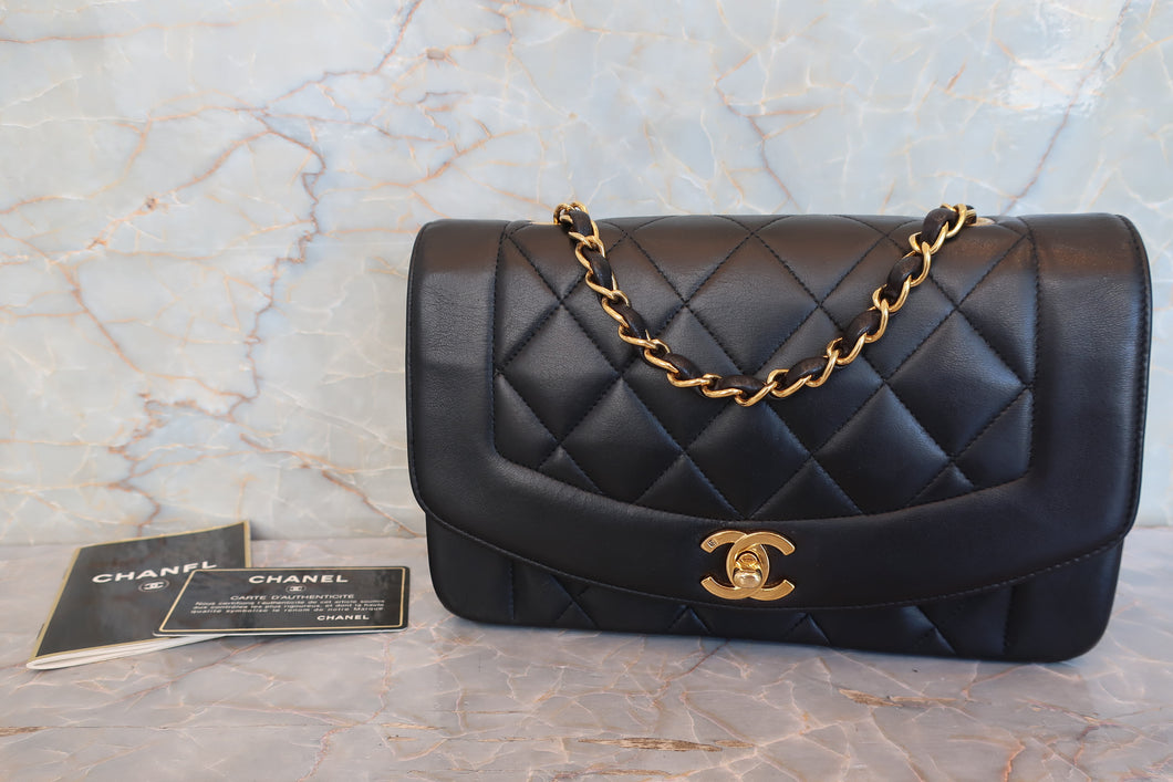 CHANEL/シャネル ダイアナマトラッセチェーンショルダーバッグ ラムスキン ブラック/ゴールド金具 ショルダーバッグ 700090189