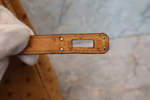 HERMES／エルメス バーキン25 オーストリッチ ナチュラル □N刻印 ハンドバッグ 700040126