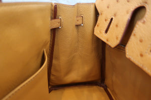 HERMES／エルメス バーキン25 オーストリッチ ナチュラル □N刻印 ハンドバッグ 700040126