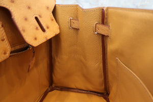 HERMES／エルメス バーキン25 オーストリッチ ナチュラル □N刻印 ハンドバッグ 700040126