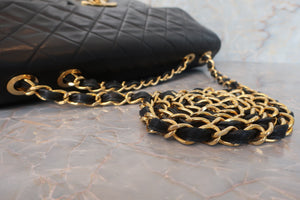 CHANEL Medium Matelasse Single flap chain shoulder bag Lambskin Black/Gold hadware Shoulder bag 600100209