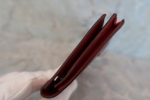HERMES Bearn Soufflet Epsom leather Rouge garance □R Engraving Wallet 600040113