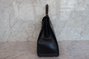 HERMES KELLY 32 Box carf leather Black Hand bag 700070105