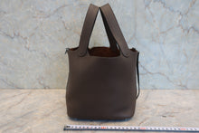 将图片加载到图库查看器，HERMES PICOTIN LOCK PM Clemence leather Cacao □N刻印 Hand bag 800080202
