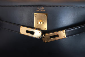 HERMES KELLY 32 Box carf leather Black Hand bag 700070105