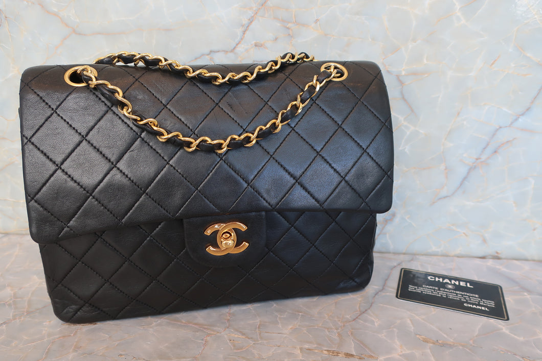 CHANEL/シャネル マトラッセＷフラップＷチェーンショルダーバッグ ラムスキン ブラック/ゴールド金具 ショルダーバッグ 700090157