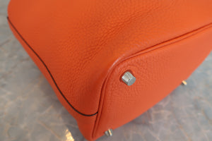 HERMES PICOTIN LOCK PM Clemence leather Feu T Engraving Hand bag 600070083