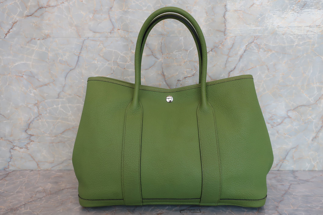 HERMES GARDEN PARTY PM Negonda leather Anise green □M Engraving Tote bag 600080204