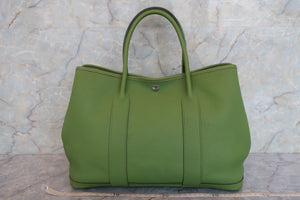 HERMES GARDEN PARTY PM Negonda leather Anise green □M Engraving Tote bag 600080204