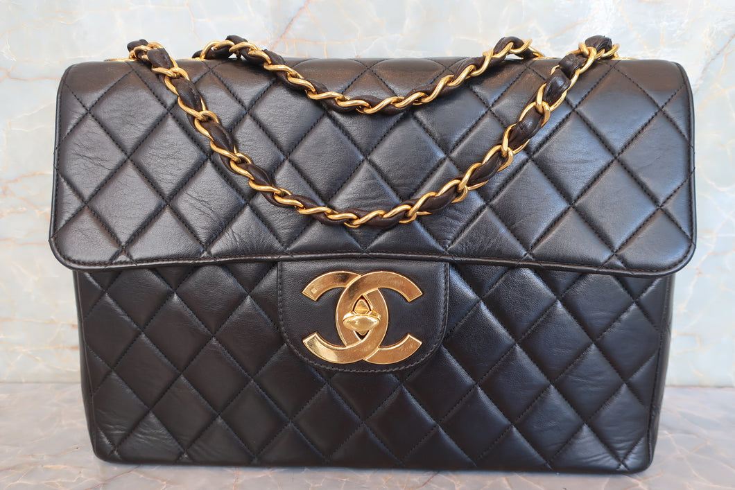 CHANEL/シャネル 中マトラッセシングルフラップチェーンショルダーバッグ ラムスキン ブラック/ゴールド金具 ショルダーバッグ 700090200