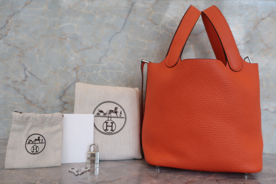 HERMES PICOTIN LOCK PM Clemence leather Feu □R刻印 Hand bag 600070140