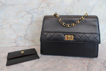 画像をギャラリービューアに読み込む, CHANEL/シャネル 2.55台形チェーンショルダーバッグ ラムスキン ブラック/ゴールド金具 ショルダーバッグ 700080155
